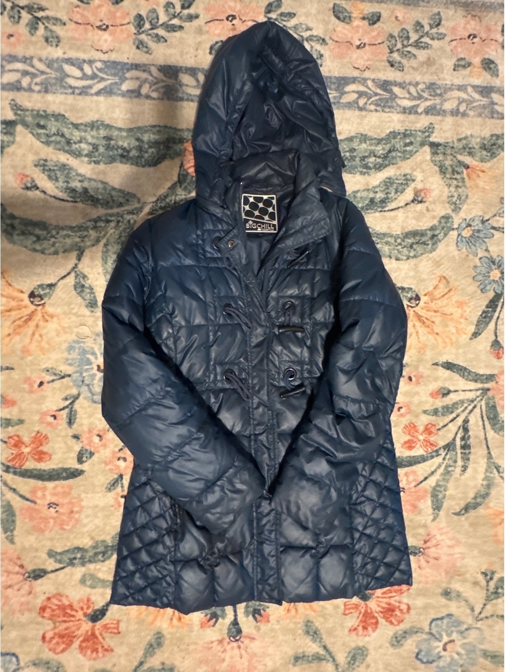 Big Chill Women's Navy Quilted Hooded Jacket Medium